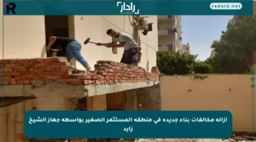 إزالة مخالفات بناء جديدة في منطقة المستثمر الصغير بواسطة جهاز الشيخ زايد